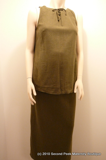 Long Linen Maternity Skirt with Matching Sleeveless Tunic by Thyme Maternity (Size: S)