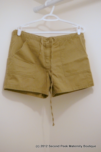 Real Waist Khaki Maternity Shorts by Motherhood Maternity (Size: S)